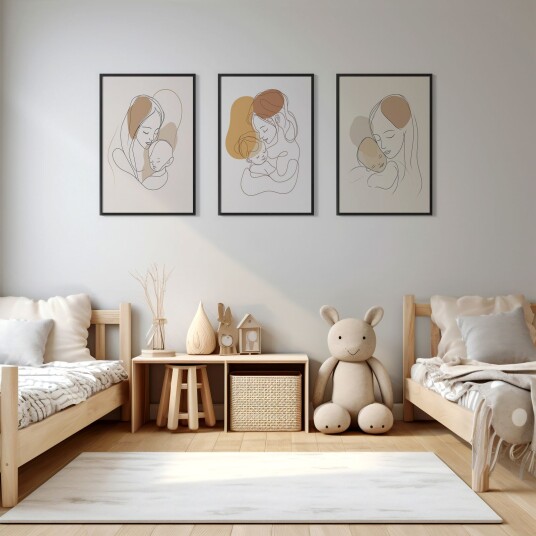 Namly Design Plakat Mor og Barn Kunst / Sett på 3 POSTERN5PNKV