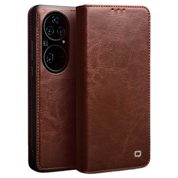 Qialino Classic Huawei P50 Lommebok-deksel I Lær Brun
