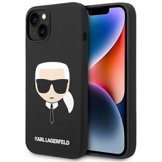 Karl Lagerfeld iPhone 14 Plus Silikon Deksel med Karl's Head - Svart