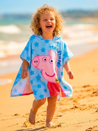 Peppa Gris Strandponcho Mikrofiber Lyseblå