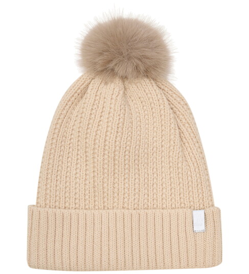 Minymo Hat W. Detachable Fake Fur - Beige - 3-6Y Minymo Hat W. Detachable Fake Fur - Beige - 3-6Y