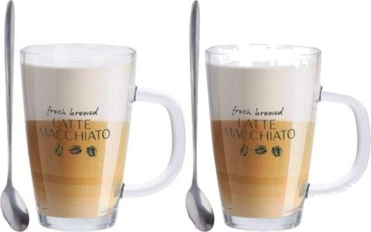Excellent Houseware Glass Til Latte Med Skje 300 Ml 2 Stk Excellent Houseware Glass Til Latte Med Skje 300 Ml 2 Stk