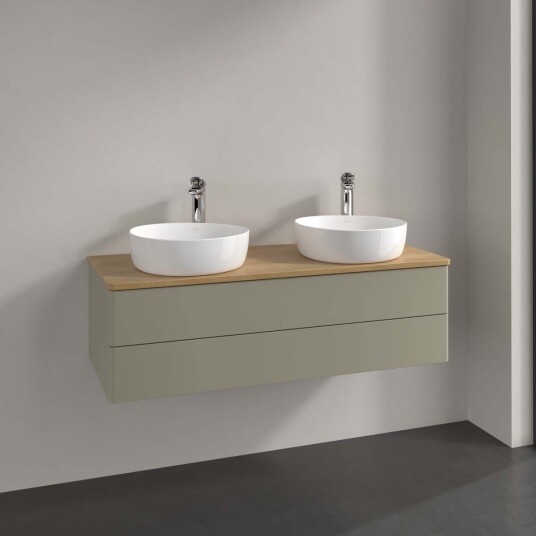 Villeroy & Boch Antao Servantskap med 2 skuffer 120x50x36 cm m/lys Steingrå/Eik Villeroy & Boch Antao Servantskap med 2 skuffer 120x50x36 cm m/lys Steingrå/Eik