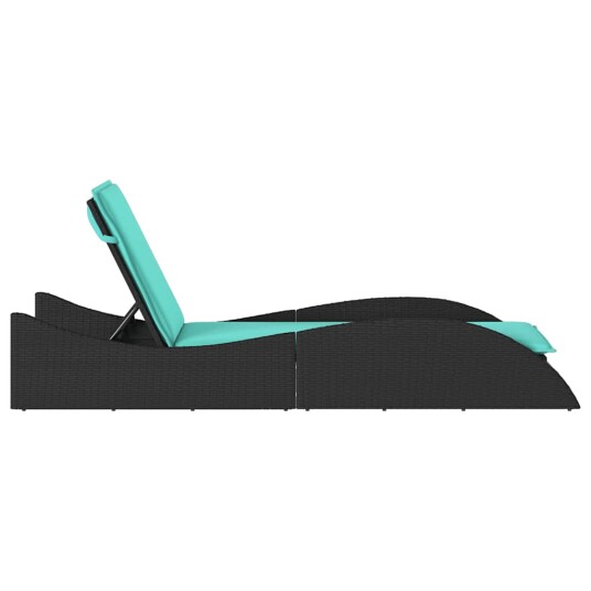 vidaXL Solseng med pute svart 60x205x73 cm polyrotting vidaXL Solseng med pute svart 60x205x73 cm polyrotting