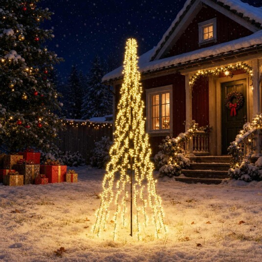 vidaXL LED juletre 285 cm 1550 LED-lys Varmhvit Stål Svart