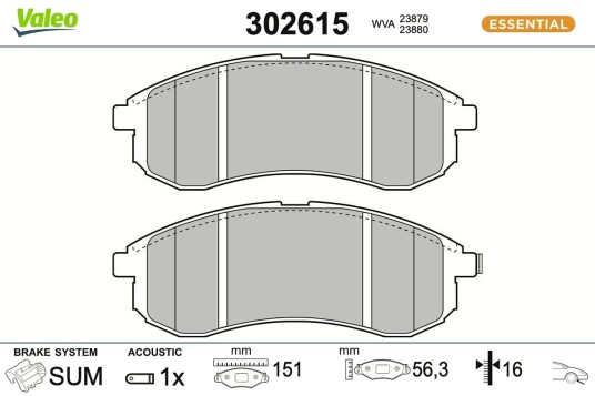 VALEO 302615 Bremseklosser