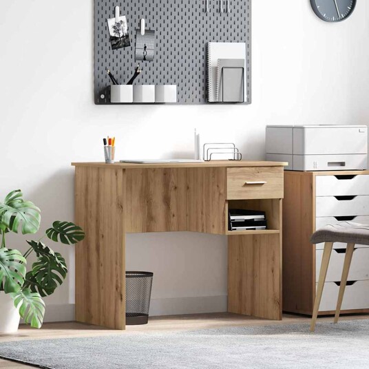  Skrivebord med Lagring Artisan Eik 90x49.5x75 cm Konstruert tre