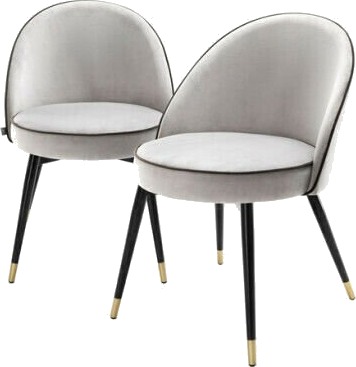Cooper Dining Chair Roche Light Grey Velvet Set of 2 Cooper Dining Chair Roche Light Grey Velvet Set of 2