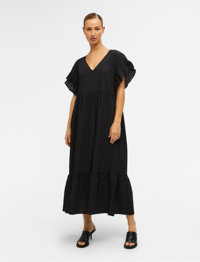 Object Objvita S/S Long Dress Rep - Black - 40
