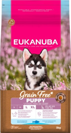 Eukanuba Tørrfôr Puppy Grain Free Large & Giant Breed Havfisk 3 kg Eukanuba Tørrfôr Puppy Grain Free Large & Giant Breed Havfisk 3 kg