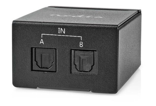 Nedis 2-veis TosLink Digital Lydsvitsj i Metall, Sort