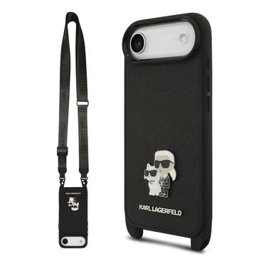 Karl Lagerfeld iPhone Air Saffiano Crossbody Metal Karl / Choupette Deksel - Svart
