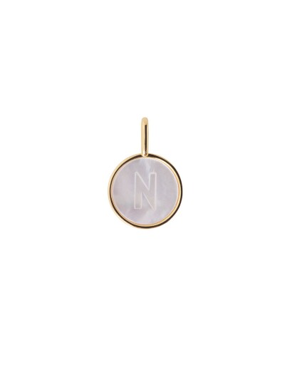 Design Letters Pearl Charm Gold A-Z - Gold - ONE SIZE Design Letters Pearl Charm Gold A-Z - Gold - ONE SIZE