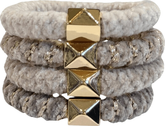 DARK Fluffy Fat Hair Tie Sand Mix 4pk