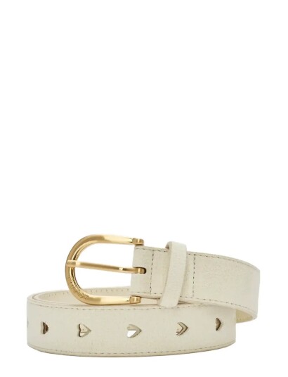 Fabienne Chapot Cut It Out Heart Belt Suede Cream 85