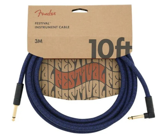 Fender 10' Festival Instrumentkabel Vinklet Hamp Blå Drøm 3m Fender 10' Festival Instrumentkabel Vinklet Hamp Blå Drøm 3m