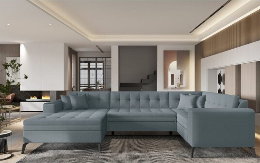 Seksjon Eltap Montez 340x180x93 cm Savoi 100 Grå Venstre