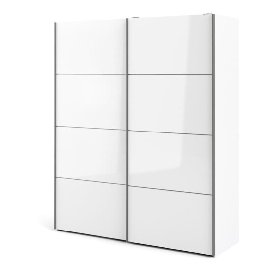 Veto garderobeskap B 2 dørs H220 cm x B182 cm hvit, hvit høyglans.