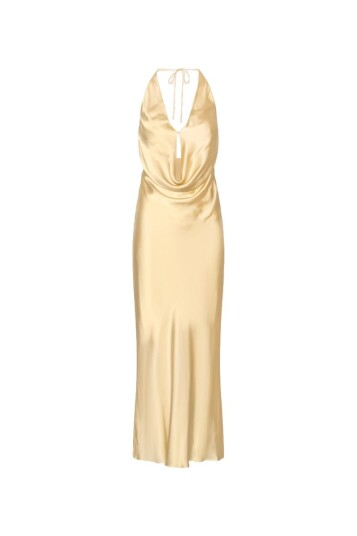 Rotate Chiffon Halter Dress Kjole Pastellgul 38