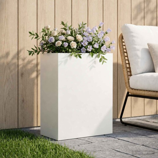 vidaXL Hageblomsterpotte Hvit 40 x 20 x 40 cm Kaldvalsestål