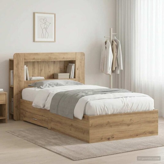  Sengeramme med oppbevaring Artisan eik 90 x 190 cm