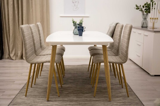 Venture Design Polar & Windu spisegruppe Hvit/grå 6 st stoler & bord 240 x 100 cm