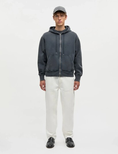 Mads Nørgaard Compact Cotton Zip Hoody Grey XL