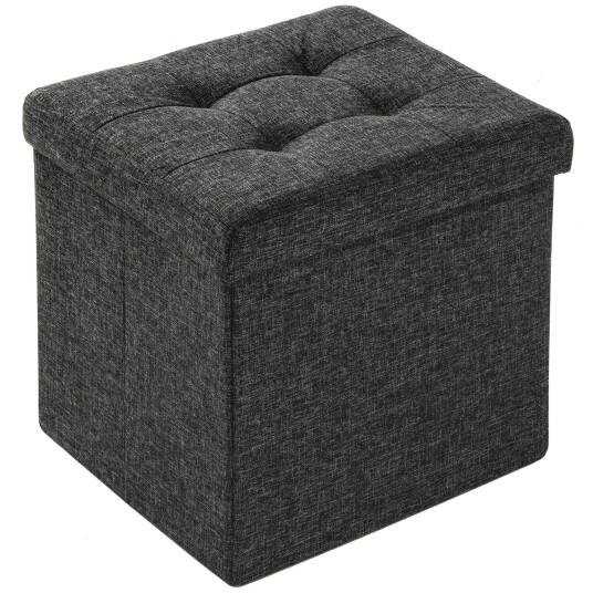 tectake Sammenleggbar puff m/oppbevaring kvadrat Polyester 38x38x38cm - mørkegrå