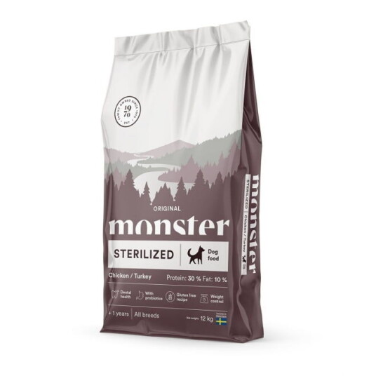Monster Dog Tørrfôr Sterilisert Kylling & Kalkun 12 kg - Glutenfri Hundefôr for Voksne Monster Dog Tørrfôr Sterilisert Kylling & Kalkun 12 kg - Glutenfri Hundefôr for Voksne