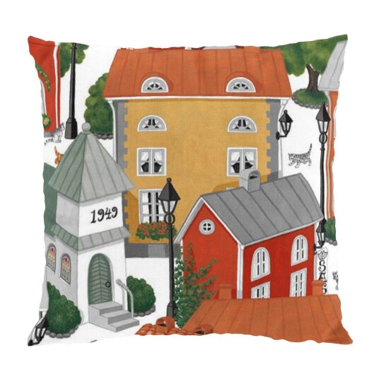 Arvidssons Textil Lyckeby blommar putetrekk Rød-oransje