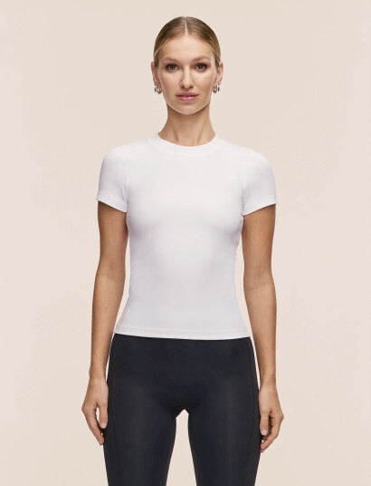 Casall Defined Rib Tee   White   XL