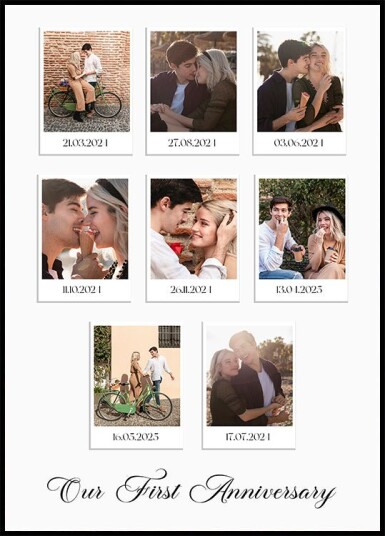Couple Polaroid Memories 8 Photo Collage Plakat Plakat / 21x30cm