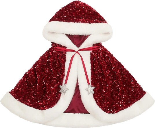 Mimi & Lula Cape Mrs Claus Sequin Christmas Red One Size