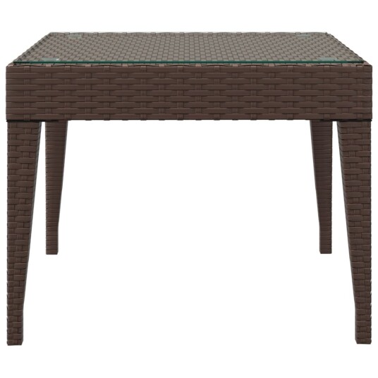 vidaXL Sidebord brun 50x50x38 cm polyrotting og herdet glass