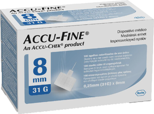 Accu-Fine pennekanyle 31G 8 mm 100 stk