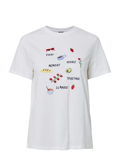 Pieces Pcgak Ss Embroidery T Shirt Jrs Bc White XS