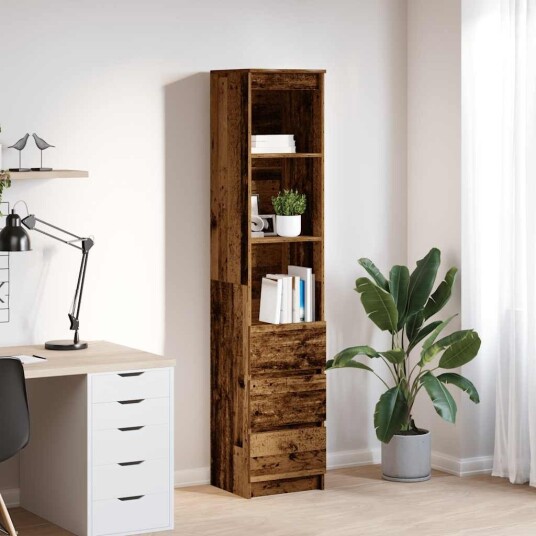 Highboard gammelt tre 37,5x35x180 cm konstruert tre