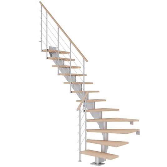 Dolle Hamburg L-trapp I Pearl Grey-style 6-hvitoljeret Eik-85-14 - Loddret Høyde 277 322 Cm