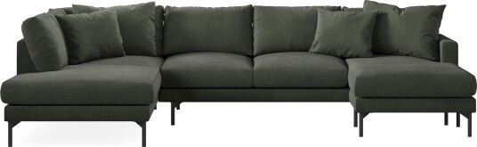 Menard 4 seters Venstrevendt Stor U formet Dyp Sofa med Divan og Sjeselong i Manchester Mørk grønn