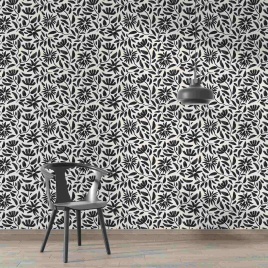 Namly Design Tapet Blomstrende Svart og Hvit Eleganse WPPRSS2263441959