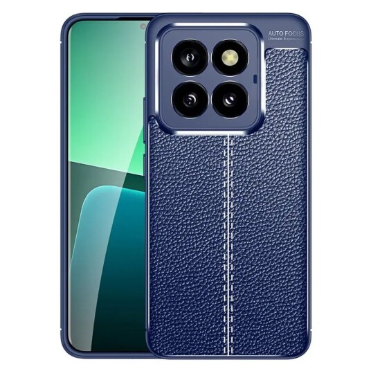 INCOVER Xiaomi 14 Pro Fleksibelt Plastdeksel Litchi Texture - Blå