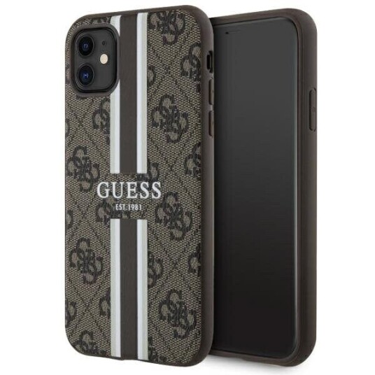Guess Hardcase til iPhone 11/XR med MagSafe - Brun med Trykte Striper