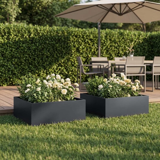 vidaXL Hageblomsterpotte 2 stk. Antrasitt 40 x 40 x 20 cm