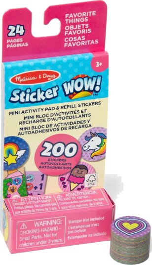 Melissa & Doug Sticker WOW! Mini Aktivitetsblokk Med 200 Klistremerker Assorterte Temaer 3+ År
