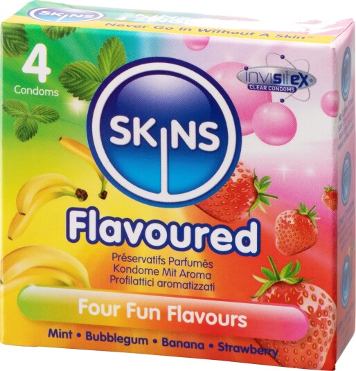 Skins Flavoured Condoms 4 pcs - Klar Skins Flavoured Condoms 4 pcs - Klar