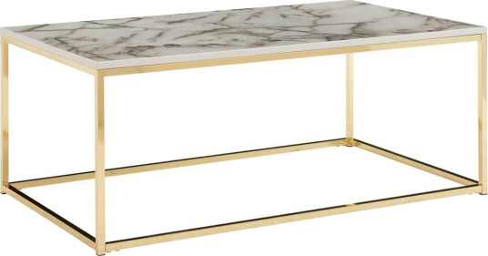 Sofabord Wohnling marmorstil, rektangulær elegant, moderne stil Gull, Marmorhvit - Gull, Marmorhvit