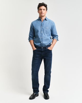 Klassiske regular fit-jeans DARK BLUE WORN IN 29/32