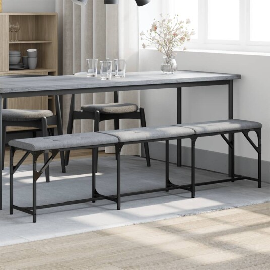 Spisebenk lysegrå 186x32x45 cm stål og stoff 8721012164277 Spisebenk lysegrå 186x32x45 cm stål og stoff 8721012164277