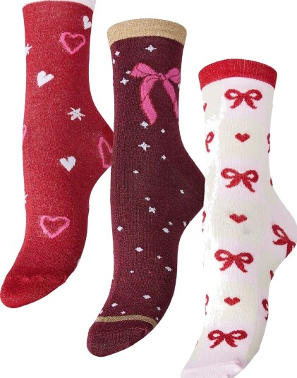 Pieces Pcjingle Glitter Socks 3 Pack Bc Mxm   ROSEATE SPOONBILL   One Size