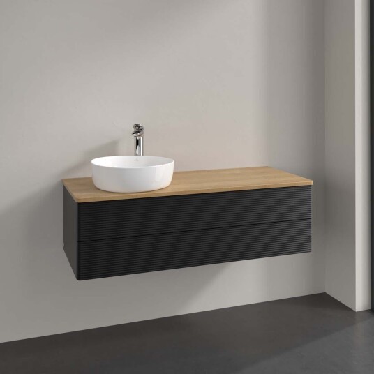 Villeroy & Boch Antao Servantskap med 2 skuffer 120x50x36 cm m/lys Sort Matt/Eik